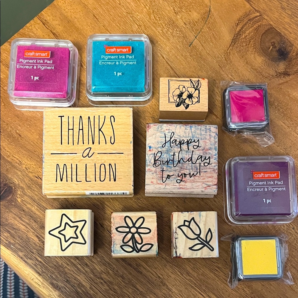 Wooden Stamps & Ink Pads